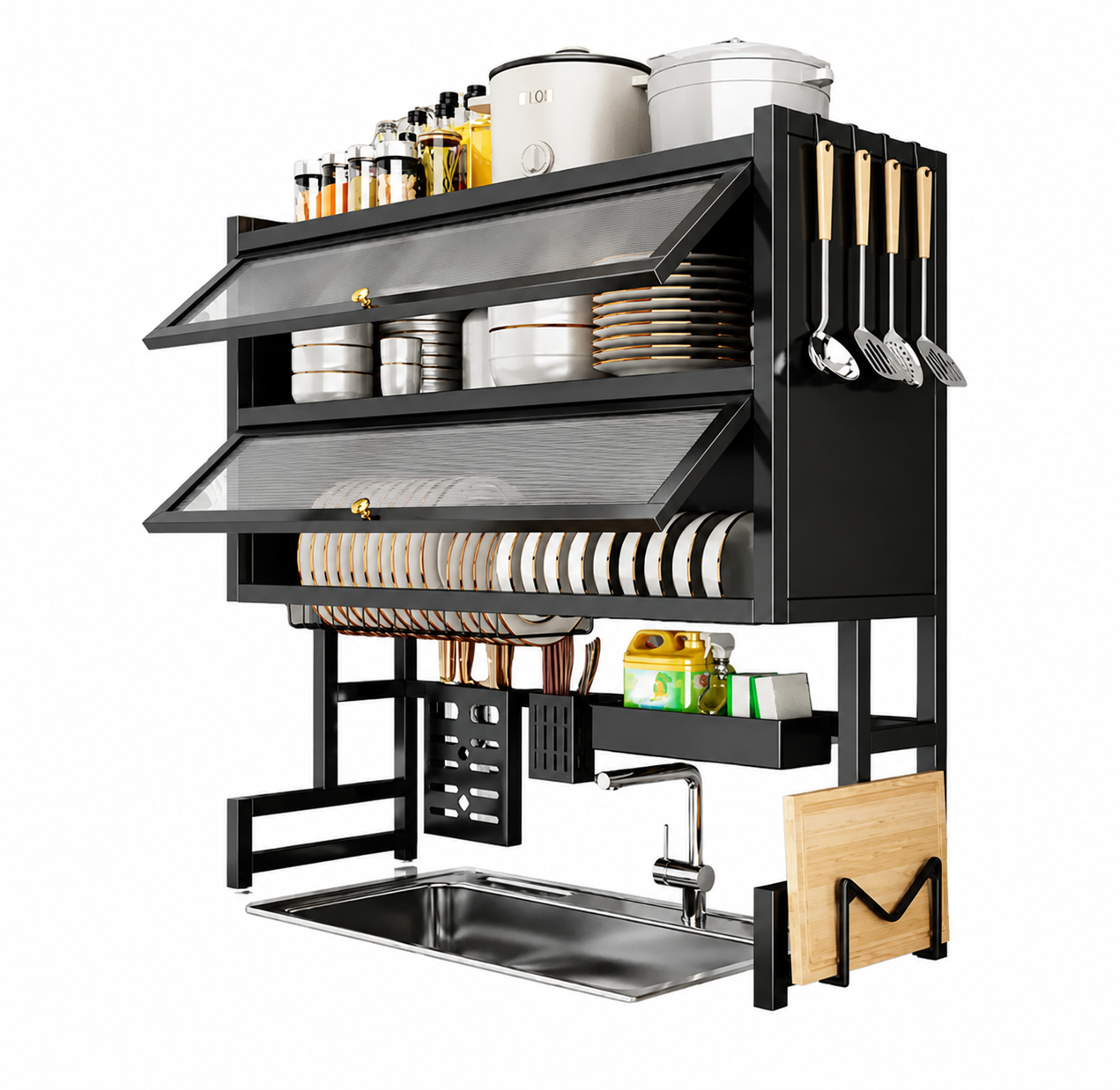 Escurridor Gabinete Doble Con Tapa Organizador