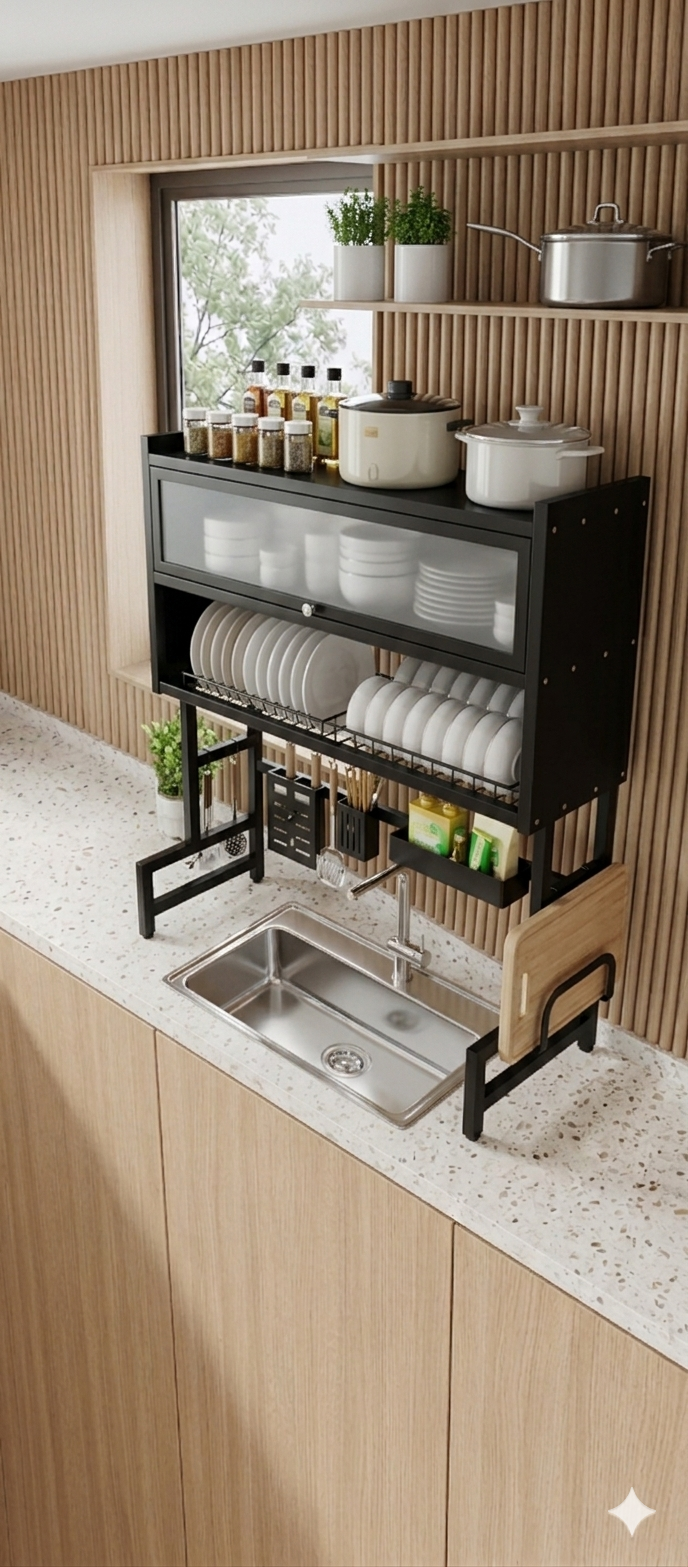 Escurridor Gabinete Doble Con Tapa Organizador