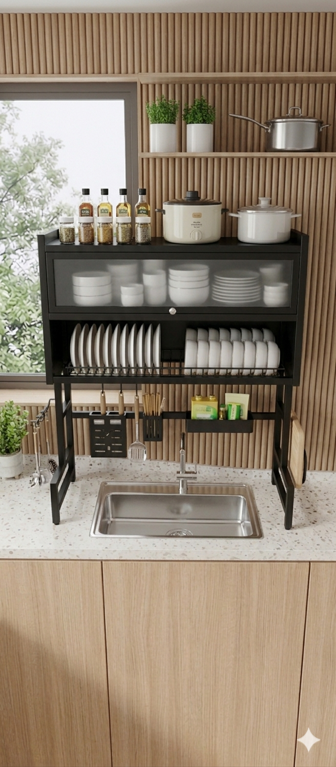 Escurridor Gabinete Doble Con Tapa Organizador