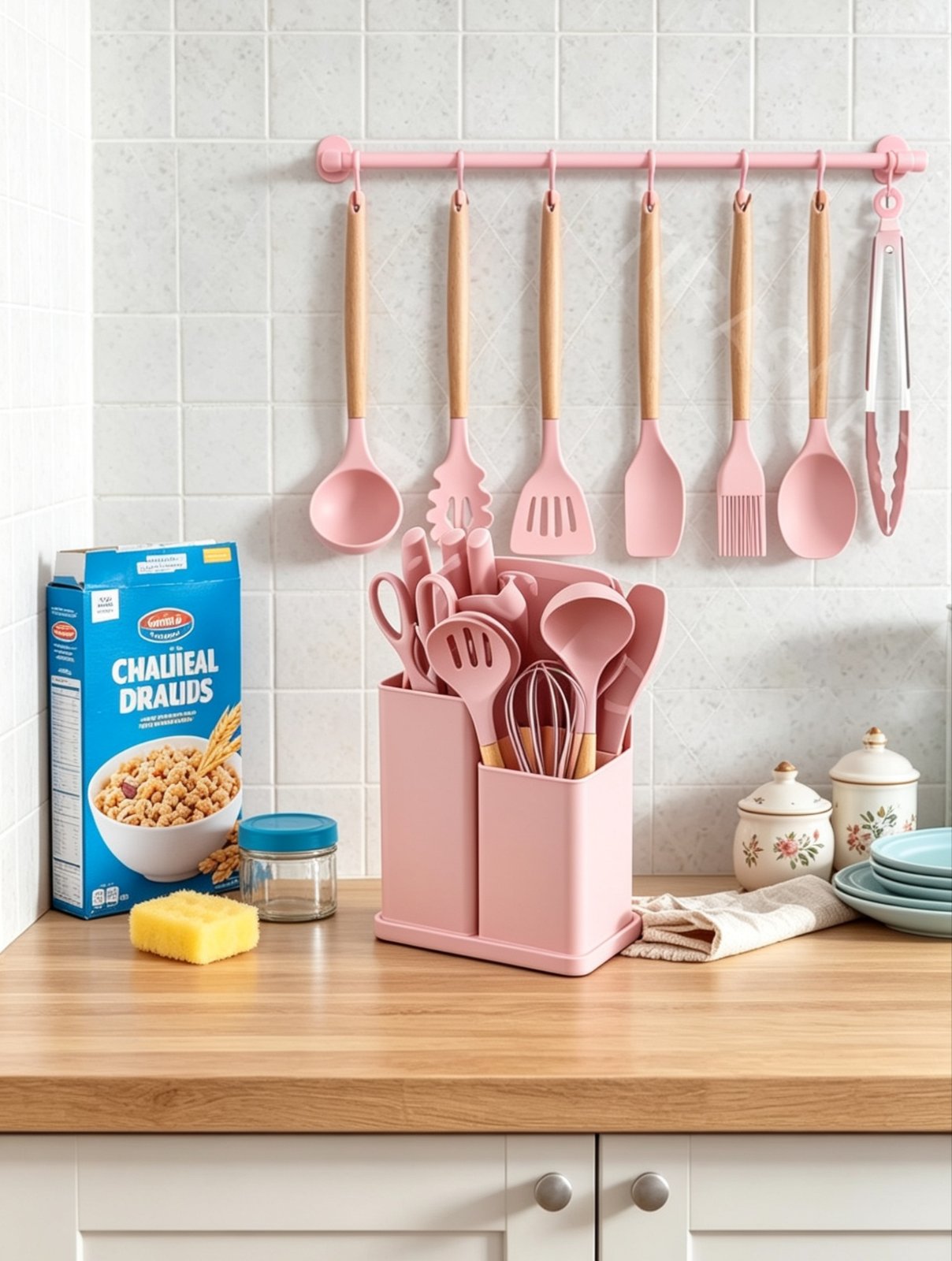 Set Utensilios de Cocina 19 Piezas con Cuchillos y Tabla